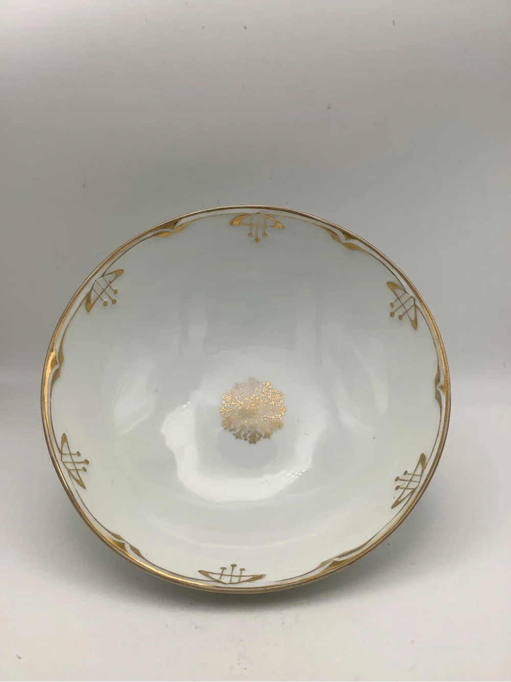 Vintage C.S. Prussia White and Gold Footed Porcelain Serving Bowl